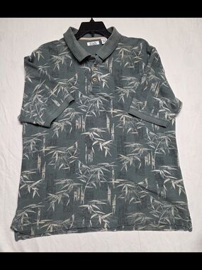 Classic Teal Green Bamboo-Print Polo